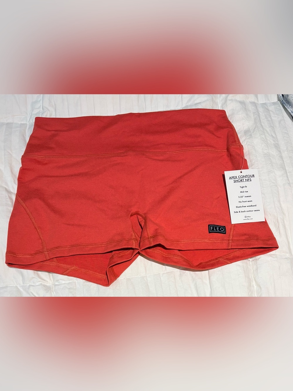 Fleo Apex Contour Coral Red High Waist Performance Shorts